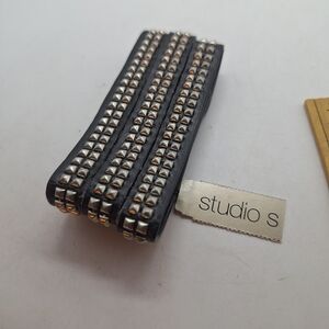 Studio S Black & Silvertone Studded Bracelet About 6" 7"
